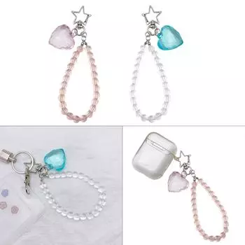 Модный брелок в виде звезды и сердца, акриловый брелок с бусинами, украшение для рюкзака, идеальный подарок для девушки синий