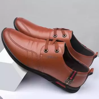 Модный бренд 2025 года, новая осенняя обувь в британском стиле, деловая обувь из мягкой кожи, мужская обувь для скейтбординга, корейская версия, дышащая мужская повседневная мужская обувь 39 коричневый