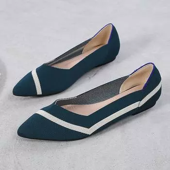 Модный бренд Flying Woven Ballet Shoes, женская обувь 2024 года, весна, новые туфли на плоской подошве с острым носком, вязаные дышащие, размер 34-43, женская обувь 34(Foot22cm)