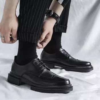 Модный бренд корейской версии делового платья в британском стиле, мужские повседневные кожаные туфли с внутренним увеличением роста Px25-R 39 коричневый