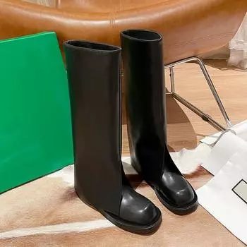 Модный бренд, крутые высокие сапоги до колена, отличное качество, удобные для ходьбы, винтажные черные туфли без застежек, женские сапоги-брюки для женщин 35 чёрный