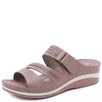 Модный бренд, летняя мода 2024 года, женские тапочки на танкетке, платформе, пляжные, для отдыха, швейные нитки, противоскользящие, сандалии снаружи, с открытыми носками 36 абрикосовый