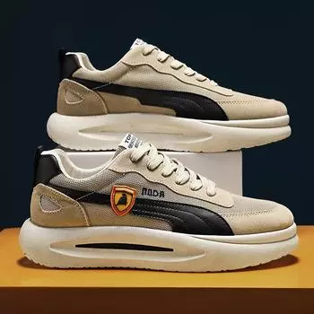 Модный бренд, модная мужская повседневная обувь на шнуровке, весенние новые трендовые мужские кроссовки, универсальные спортивные туфли для студентов, мужские туфли на плоской подошве 7 белый