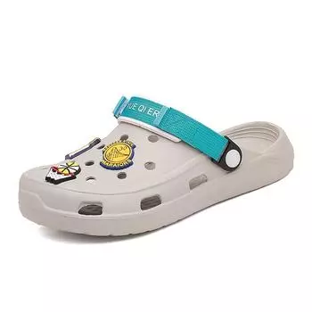 Модный бренд мужские и женские пляжные сандалии для отдыха на природе с узором дырочки удобные домашние тапочки трендовая повседневная обувь садовая пара плоская обувь 36