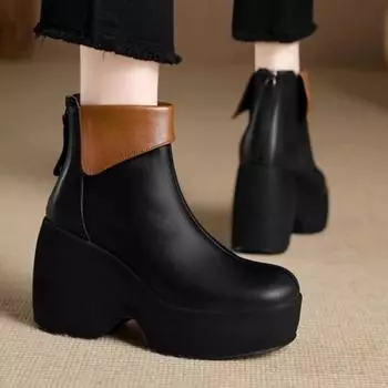 Модный бренд, новый готический стиль, сексуальные элегантные женские ботильоны на толстой платформе, большой размер, удобная женская обувь для ходьбы, туфли на платформе 35