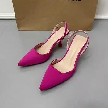 Модный бренд женские сандалии туфли на тонком низком каблуке 4 см туфли-лодочки туфли на высоком каблуке женские модные туфли с острым носком неглубокие мюли с открытой пяткой на платформе каблуки 35 розы красного