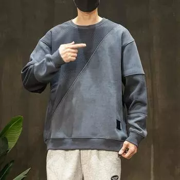 Модный брендовый флисовый свитер для мужчин, осенне-зимняя мужская одежда, осенняя мужская одежда с длинными рукавами и большими размерами M чёрный