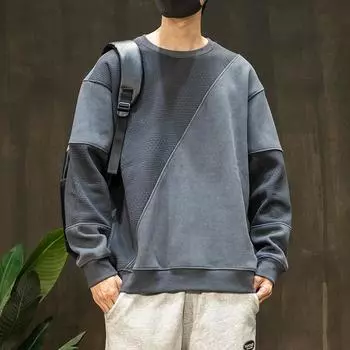 Модный брендовый флисовый свитер мужской сращивающийся мужской одежды мужской с длинными рукавами большой размер мужской одежды M серый