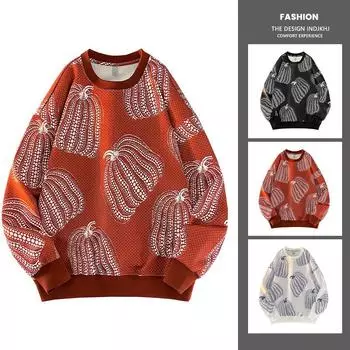 Модный брендовый легкий роскошный свитер с круглым вырезом для молодых мужчин, толстовка с принтом тыквы, модная универсальная рубашка M