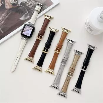 Модный брендовый ремешок из натуральной кожи с креативным текстурным принтом для ремешка Iwatch серии Ultra/8/7/6/SE/5/4/3/2/1 49 мм, 41 мм, 45 мм, 44 мм, 40 мм, 42 мм, 38 мм For 38mm/40mm/41mm белый