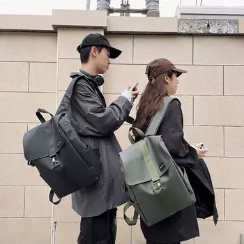 Модный брендовый рюкзак из искусственной кожи для мужчин и женщин, вместительный рюкзак для студентов, рюкзак для ноутбука, рюкзак для отдыха и путешествий для пар зелёный