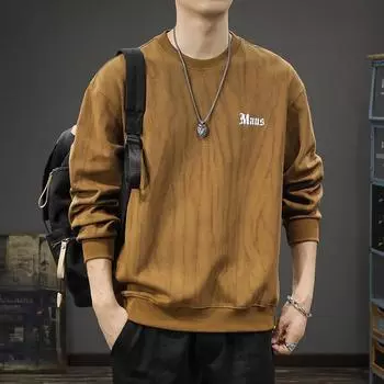 Модный брендовый тяжелый ретро-свитер с принтом тай-дай, с выстиранным круглым вырезом, мужской свободный повседневный американский свитер большого размера, модный M хаки