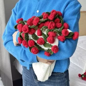 Модный букет роз, одеяло, незаконченное искусственное вязаное одеяло, комплект материалов ко Дню матери Purple&White