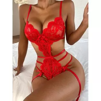 модный бюстгальтер с лямкой на шее для женщин, сексуальное женское белье с открытой промежностью, сетчатое кружево, лоскутное прозрачное сексуальное нижнее белье с подвязкой, горячий эротический костюм S