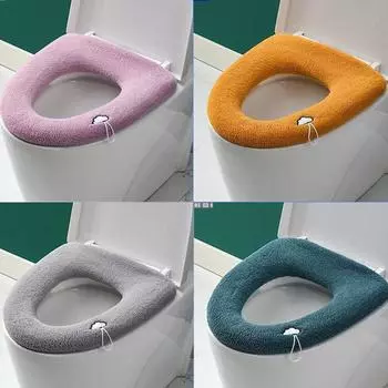 Модный Бытовой Толстый Чехол Для Сиденья Для Унитаза Ванная Комната Туалетная Машина Моющийся Чехол Для Сиденья Для Унитаза Коврик Для Туалета Универсальная Подушка Для Сиденья Grey/without handle rope