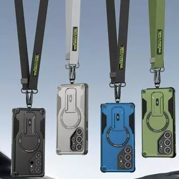 Модный чехол-цепочка через плечо для Samsung Galaxy S25 Ultra S24 Plus A56 5G A36 A16 A55 A15 A35 A54 A14 Защитный чехол for Galaxy S25 чёрный