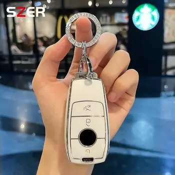 Модный чехол для дистанционного ключа из ТПУ для Mercedes Benz ACESG Class GLC CLE CLA GLB GLS W177 W205 W213 W222 X167 AMG чёрный