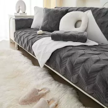 Модный чехол для дивана, нескользящий чехол для дивана для гостиной, полотенце, осенне-зимний утолщенный теплый комбинированный диван с вышивкой, подушка 70x70cm 1pcs белый