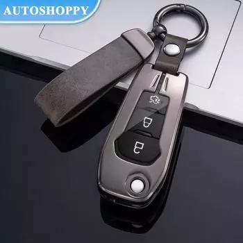 Модный чехол для ключей из металлического сплава для Ford Mondeo 3 4 5 MK3 MK4 MK5 Focus 3 4 Ranger SC Max Explorer Fiesta, чехол для ключей, брелок, аксессуары серый