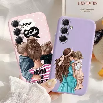 Модный чехол для мамы для iPhone Samsung A55 S24 FE S25 M35 A06 Xiaomi Redmi Note 13 Pro 14C Huawei Honor Realme противоударный матовый чехол для телефона с защитой от царапин Samsung Galaxy S9 Plus фиолетовый
