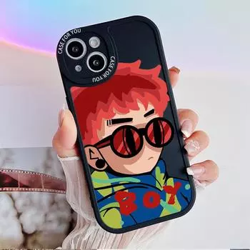 Модный чехол для пары с цветным принтом, гибкий мягкий силиконовый милый мультяшный крутой чехол для мальчиков и девочек, полная задняя крышка для iPhone Samsung Xiaomi Redmi iPhone 6 чёрный