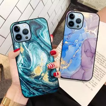 Модный чехол для телефона Art Marble для Iphone 14 13 11 12 Pro Max Mini Xs Xr X 7 8 6s Plus Se 2022, чехол из закаленного стекла, бампер Fundas For iphone 8