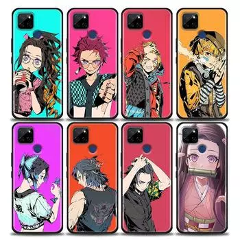 Модный чехол для телефона Demon Slayer из японского аниме для OPPO Realme 5 6 7 7i 8 8i 9 9i V25 F9 F17 F19 5G 4G Pro Narzo Speed, черный чехол Realme 5(5i 5s 6i)