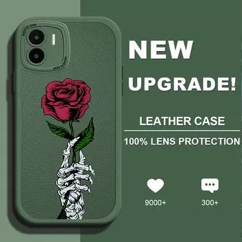 Модный чехол для телефона из искусственной кожи с изображением скелета розы для iPhone 15 14 13 12 Pro Max Samsung Galaxy S23 Ultra S20 FE A52 Redmi Xiaomi POCO Мягкий чехол Xiaomi Poco X5 5G