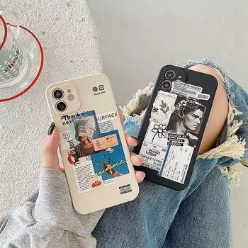 Модный чехол для телефона из ТПУ с квадратным краем и тиснением для iPhone 6 7 8 11 XR XS MAX 11 PRO MAX, мягкие задние чехлы iPhone 12 Mini белый