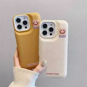 Модный чехол для телефона Litchi Leather Smiling Face для iPhone 16 15 14 13 12 11 Pro Max Liquid Bread Cover iPhone 11 белый