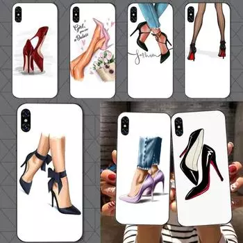 Модный чехол для телефона на высоком каблуке для девочек для iPhone 14 13 12 11 XS X 8 7 6 Plus Mini Pro Max SE 2022, мягкий черный чехол для телефона iPhone 14