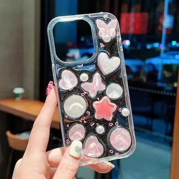 Модный чехол для телефона с 3D бабочкой и сердечком для iPhone 11 12 13 14 15 Pro Max Plus, прозрачный противоударный бампер, мягкая задняя крышка из ТПУ For iPhone 11