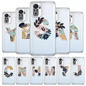 Модный чехол для телефона с буквами и цветами Art New Square Clear для Xiaomi Redmi Note 12 11 9S 9 8 10 Pro+ 7 8T 9C 9A 8A K40 Gaming Cover Redmi 10