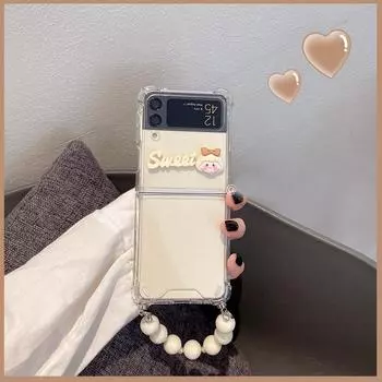 Модный чехол для телефона с цепочкой-браслетом для Samsung Galaxy Z Flip, милый чехол для телефона для милых девочек, Z Flip 3, прозрачный чехол с цепочкой на руку Zflip 4 Galaxy Z Flip 3 чистый