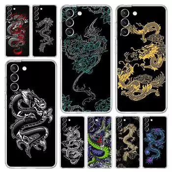 Модный чехол для телефона с драконом для Samsung Galaxy S22 S21 S20 FE Ultra 5G S10 S10E S9 S8 Plus Note 10 20, мягкий прозрачный силиконовый чехол Samsung S21Ultra