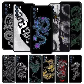 Модный чехол для телефона с драконом для Oppo Find X5 A54 A53 A52 A9 2020 A15 A95 A16 A76 A74 A12 Reno7 SE Reno6 Pro Plus 5G, мягкий чехол из ТПУ Oppo Reno6 Z
