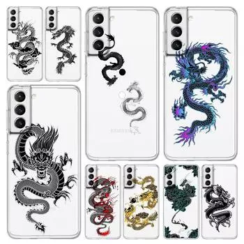 Модный чехол для телефона с драконом для Samsung Galaxy S23 S22 Ultra S20 S21 FE 5G S10 S10E S9 S8 Plus 4G, силиконовая прозрачная задняя крышка Couqe S22 Ultra 5G