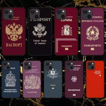 Модный чехол для телефона с изображением французского паспорта из России и Америки для iPhone 11, 12, Mini, 13, 14, 15, Pro, XS, Max, X, Plus, SE, XR, Shell iPhone13mini