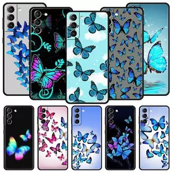 Модный чехол для телефона с милой бабочкой для Samsung Galaxy S24 S23 S22 S20 Ultra S21 FE 5G S10 S9 Plus S10E, мягкий силиконовый чехол Samsung S21