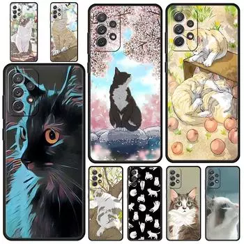 Модный чехол для телефона с милыми котами для Samsung Galaxy A51 A71 A21S A12 A11 A31 A52 A41 A32 A01 A23 A33 A53 A73 A03S A13 5G Samsung A13 5G
