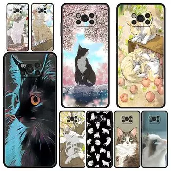 Модный чехол для телефона с милыми котами для Xiaomi Poco X3 NFC M3 F3 F4 M4 X4 Mi Note 12T 12 Pro 10 11 Lite 10T 5G 11T 9T 11i мягкий чехол Mi Note 10 Lite
