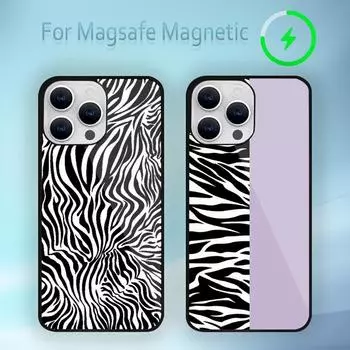 Модный чехол для телефона с решетчатым рисунком в полоску зебры для iPhone 15 14 13 12 11 Plus Pro Max Magsafe с магнитной беспроводной зарядкой iPhone12promax