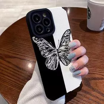 Модный чехол для телефона с рисунком бабочки для iPhone 11 12 13 14 Pro Max X XR XS Max 7 8 Plus противоударный защитный мягкий чехол For iPhone X or XS