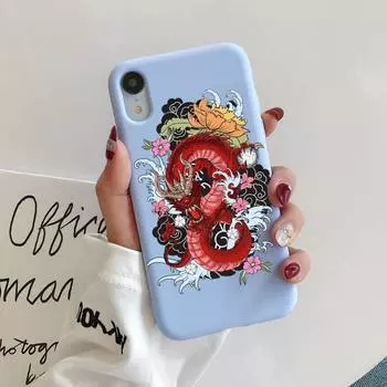 Модный чехол для телефона с рисунком дракона и животного для iPhone 11 12 13 Mini Pro Xs Max 8 7 6 6S Plus X XR, однотонный чехол цвета конфет iphone 6 6s