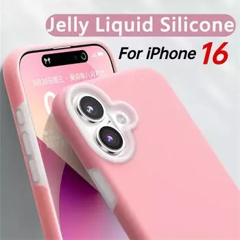 Модный чехол для телефона с жидким желе и фруктовым соком и конфетами для iPhone 16 Plus 15 14 13 12 11 Pro Max, модный, милый, простой, неоновый чехол For iPhone 16 слоновая кость