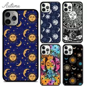 Модный чехол для телефона Sun Moon Face для iPhone 11 12 13 14 Pro Max mini X XR XS SE 2020 6 7 8 Plus Samsung Galaxy S21 S22 shell iPhone 6plus