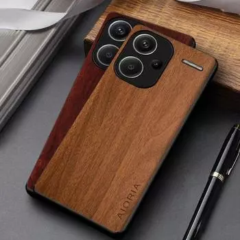 Модный чехол для Xiaomi Redmi Note 13 Pro Plus, чехол из искусственной кожи с деревянным узором для redmi note 13 pro, чехол note 13 pro plus чёрный