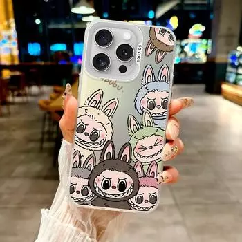 Модный чехол «Красочный очаровательный клан Лабубу» для iPhone 7 X 11 12 13 14 15 16 серий, для Samsung Galaxy серий A12 A23 A54 S21 S22 S23 S24 S25... Samsung Galaxy S25 Edge белый
