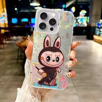 Модный чехол Labubu s Doodle Cuteness для iPhone 7 X 11 12 13 14 15 16 серий, для Samsung Galaxy серий A12 A23 A54 S21 S22 S23 S24 S25... Samsung Galaxy S25 Edge белый