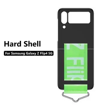 Модный чехол-ремешок для телефона Samsung Galaxy Z Flip 4 ZFlip 4 5G, ультратонкий жесткий пластиковый чехол, браслет, кольцо, Fundas Coque чёрный